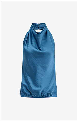 Shop Women's Satin Halter Cowl Neck Open Back Tank