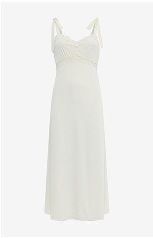 Shop Women's Satin Lace V-Neck Tie Strap Midi Sheath Dress