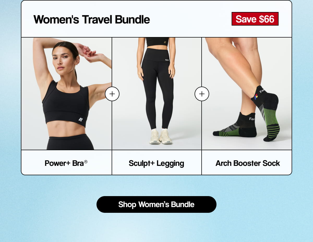 Women's Travel Bundle | Power+ Bra® + Sculpt+ Legging + Arch Booster Sock | [ SHOP WOMEN'S BUNDLE ]