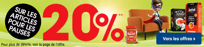 20% sur les articles pour les pauses