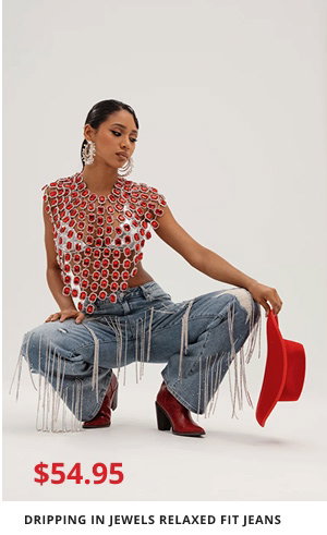 DRIPPING IN JEWELS RELAXED FIT DENIM JEANS