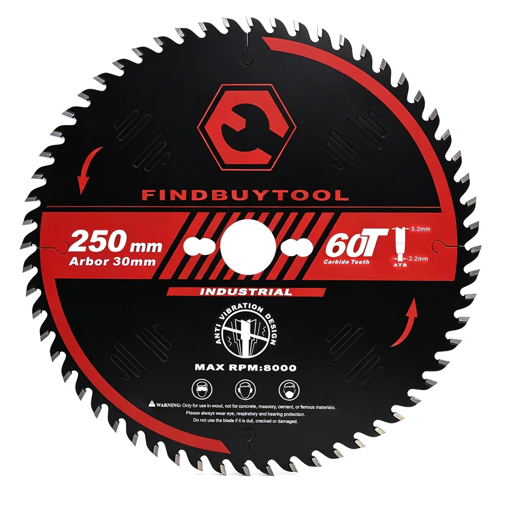 Findbuytool 250 mm 60T Circular Saw Blade for Table Saw, Panel Saw