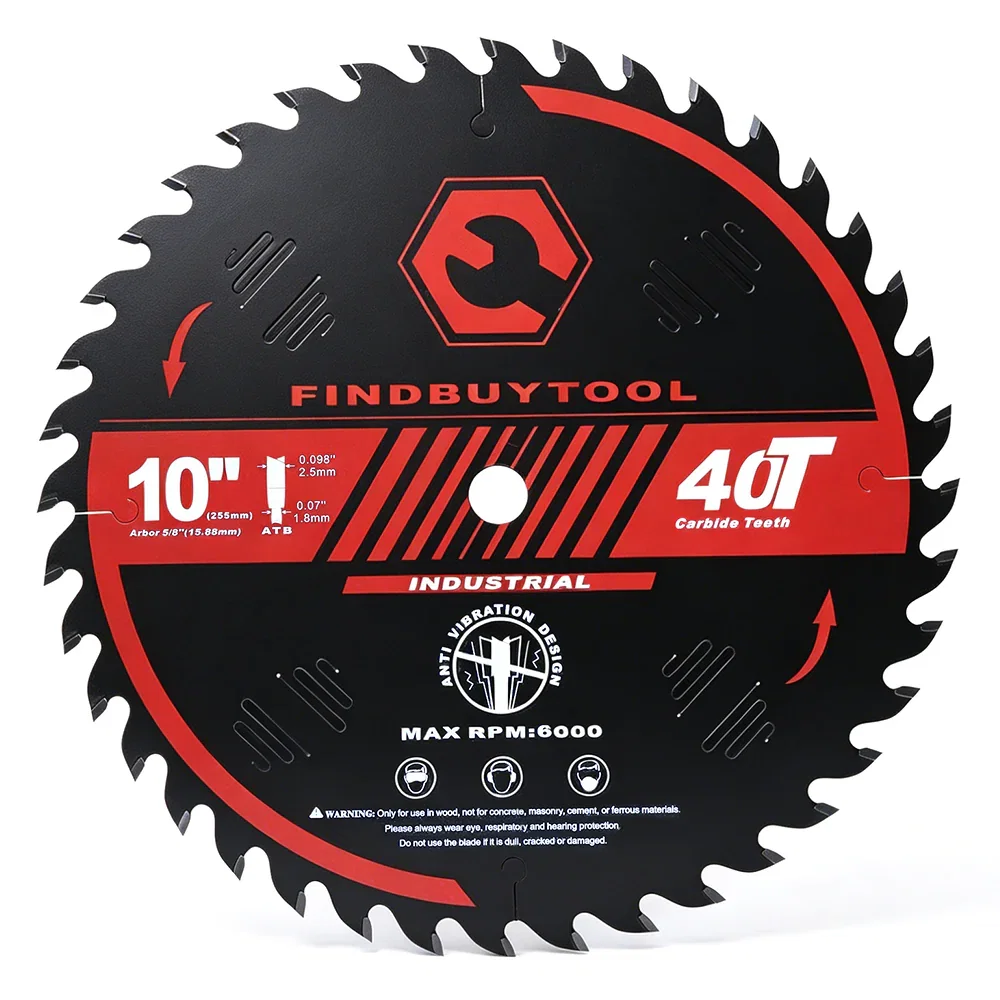 Findbuytool 10-Inch 40-Tooth Saw Blade for Table Saw, Miter Saw