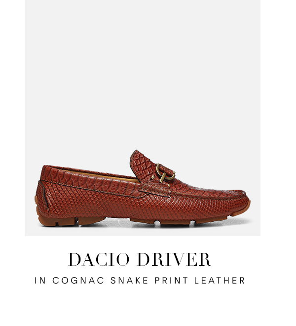 DACIO DRIVER IN COGANC SNAKE PRINT LEATHER