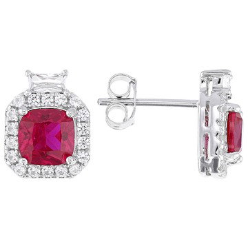 Red Lab Created Ruby Rhodium Over Sterling Silver Earrings 2.81ctw