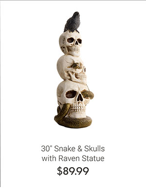 30" Snake & Skulls with Raven Statue