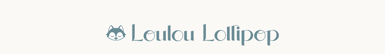 Blue Loulou Lollipop logo on cream background