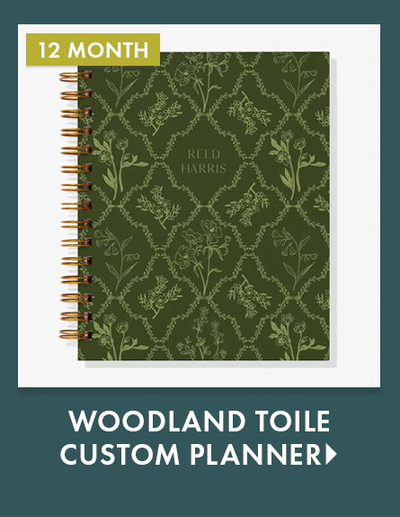 12-Month Woodland Toile Custom Planner