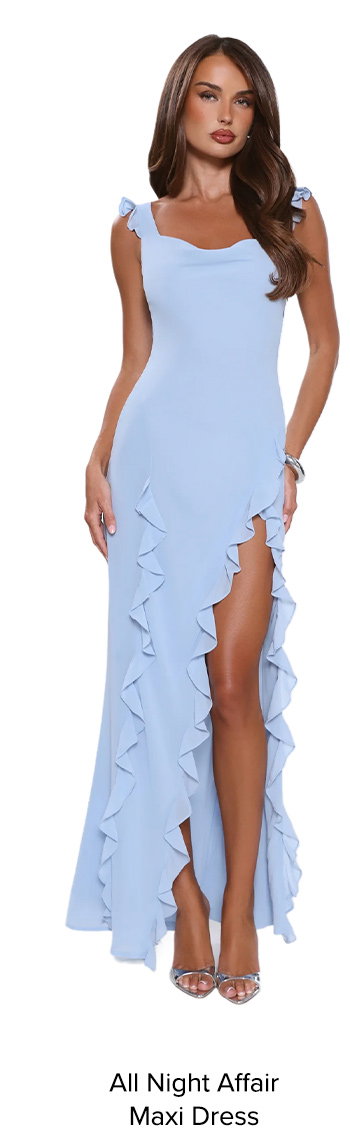 All Night Affair Maxi Dress Light Blue