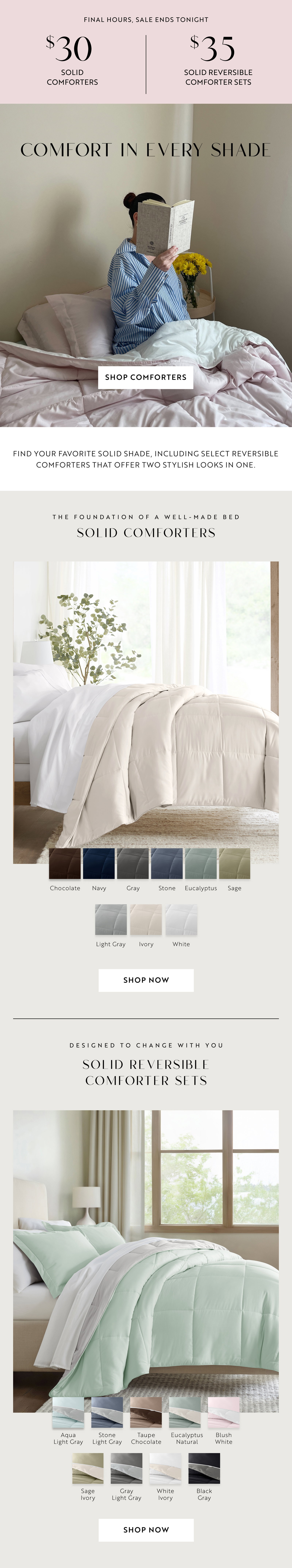 $30 Solid Comforters | $35 Solid Reversible Comforter Sets - Shop Now