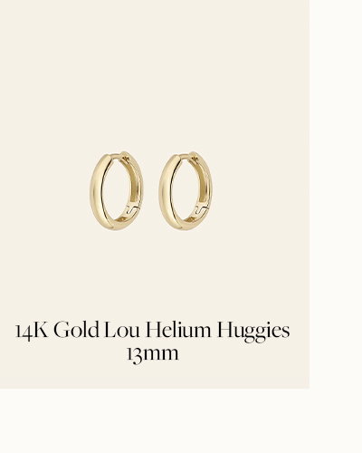 14K Gold Lou Helium Huggies 13mm