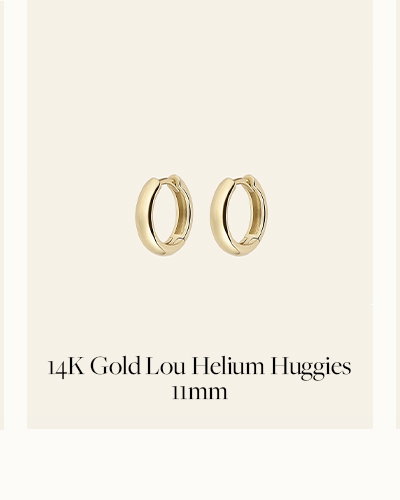 14K Gold Lou Helium Huggies 11mm