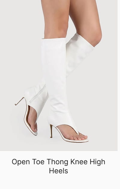 Shop Open Toe Thong Knee High Heels