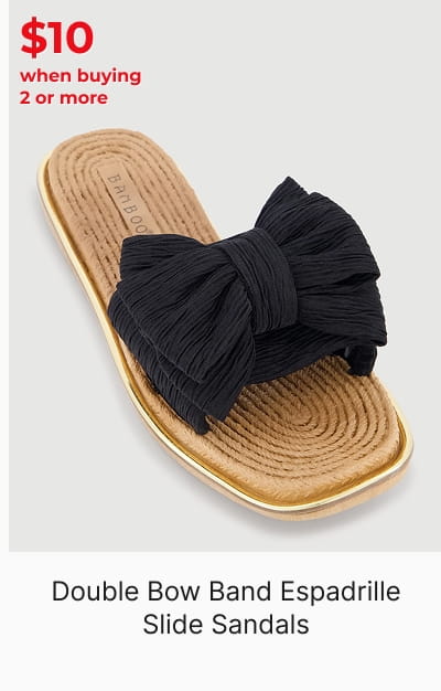 Shop Double Bow Band Espadrille Slide Sandals