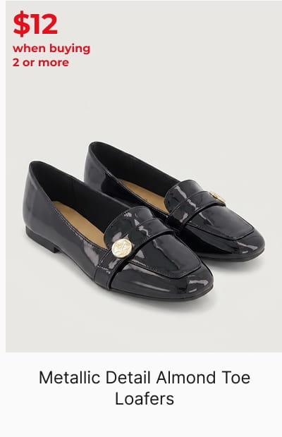 Shop Metallic Detail Almond Toe Loafers