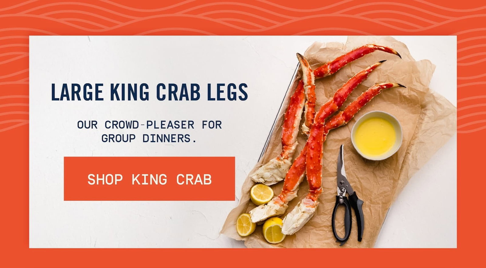 Large King Crab Legs text overlay