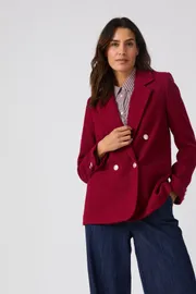 Boucle woven blazer, regular fit, hip length