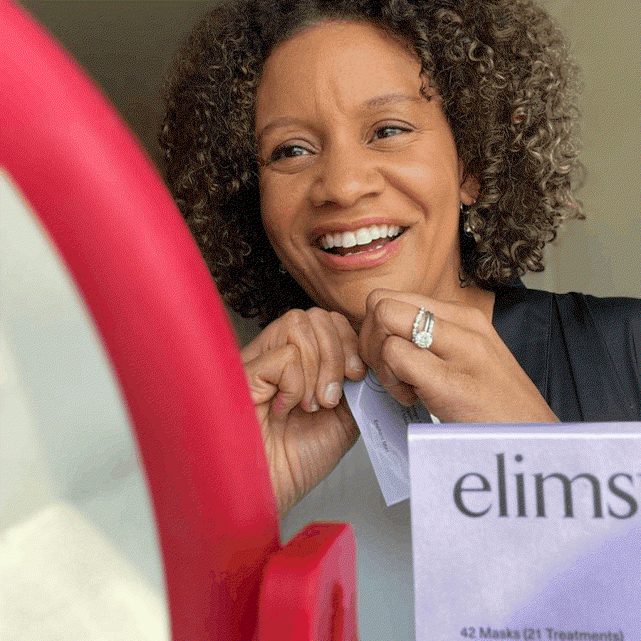 Images of happy people holding ELIMS products.