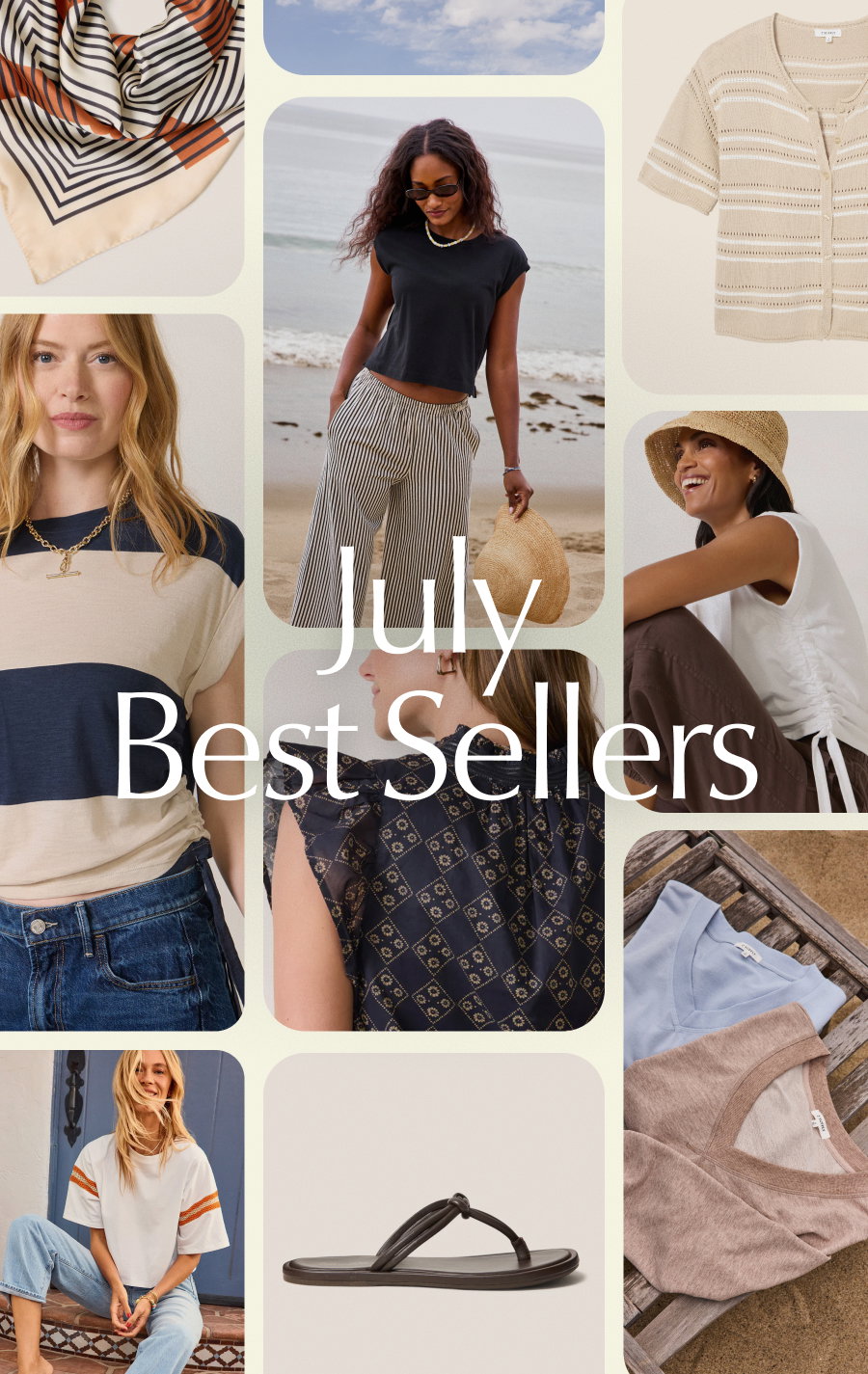 July Best Sellers. Collage of EVEREVE's best selling looks of the month.