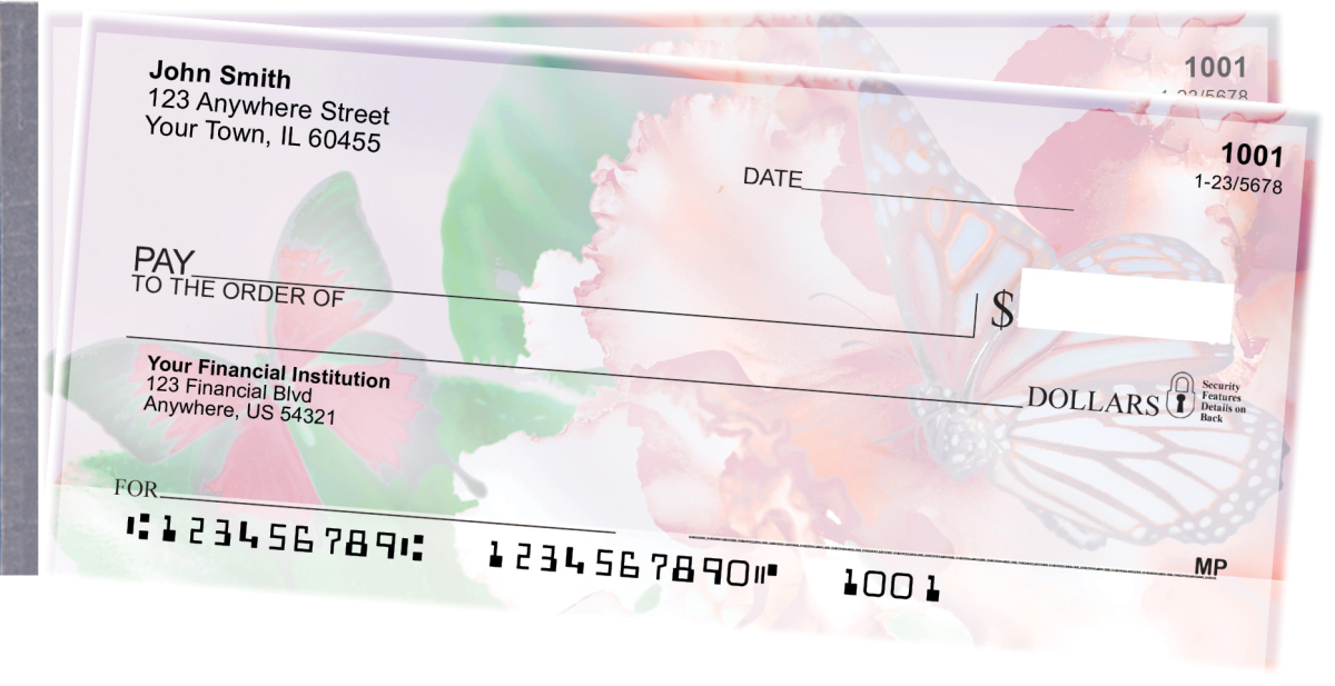 Image of Spring Time Butterflies Side Tear Personal Checks