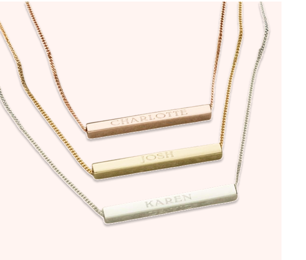 engraved bar necklace.