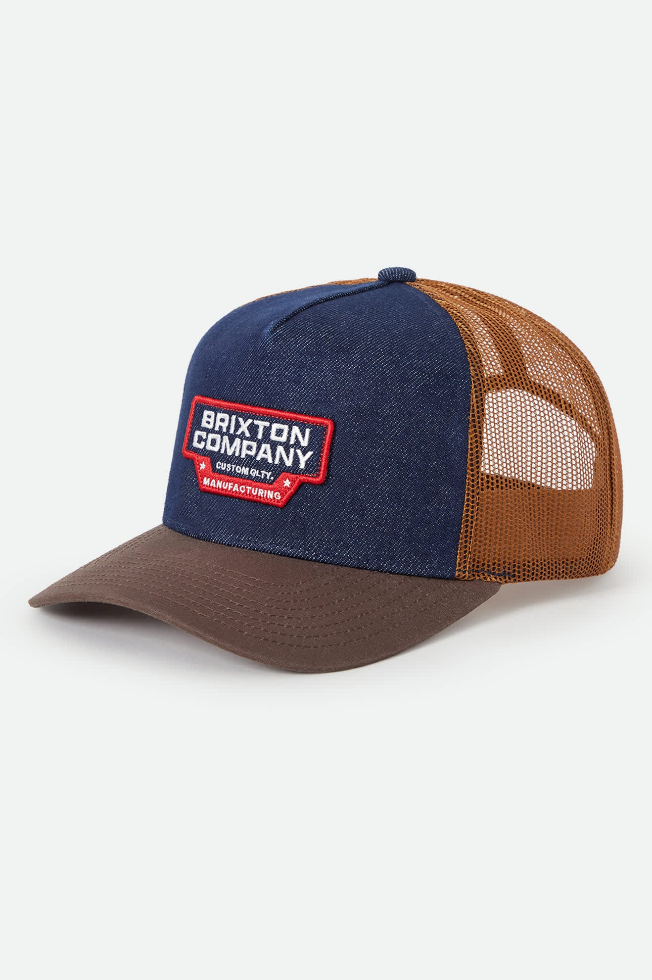 Image of Reeves Trucker Hat - Washed Denim/Caramel