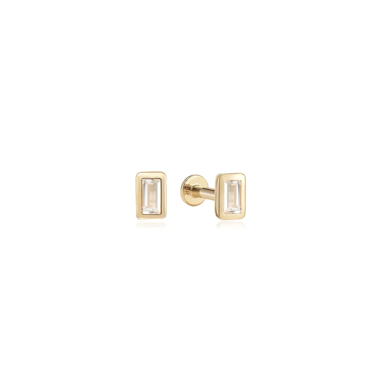 Image of 14k Baguette Flatback Studs