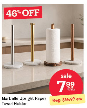 KSP MARBELLE UPRIGHT PAPER TOWEL HOLDER 5.9" DIA. X 13.8" H MARBLE/ACACIA