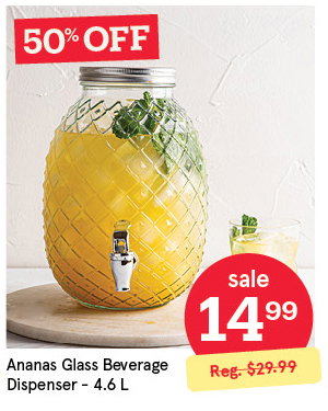 KSP ANANAS GLASS BEVERAGE DISPENSER 4.6 L / 158 OZ. CLEAR