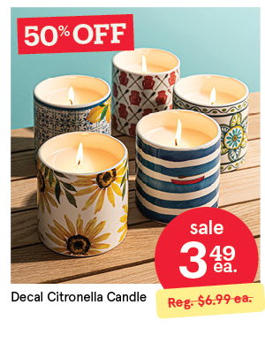 KSP DECAL CITRONELLA CANDLE "CANOE" 10 CM DIA X 9 CM H