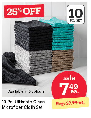 KSP ULTIMATE CLEAN ALL-PURPOSE MICROFIBER CLOTH SET/10 16" X 19" GREY
