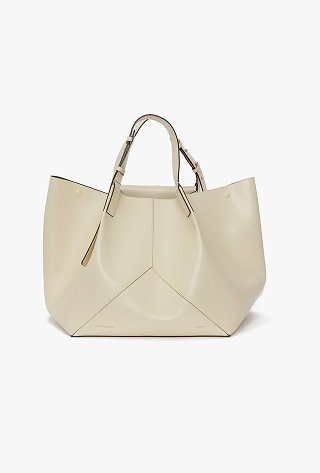 W11 Medium Tote Bag in Ivory Leather