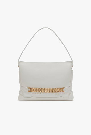 Puffy Chain Pouch Bag In White
