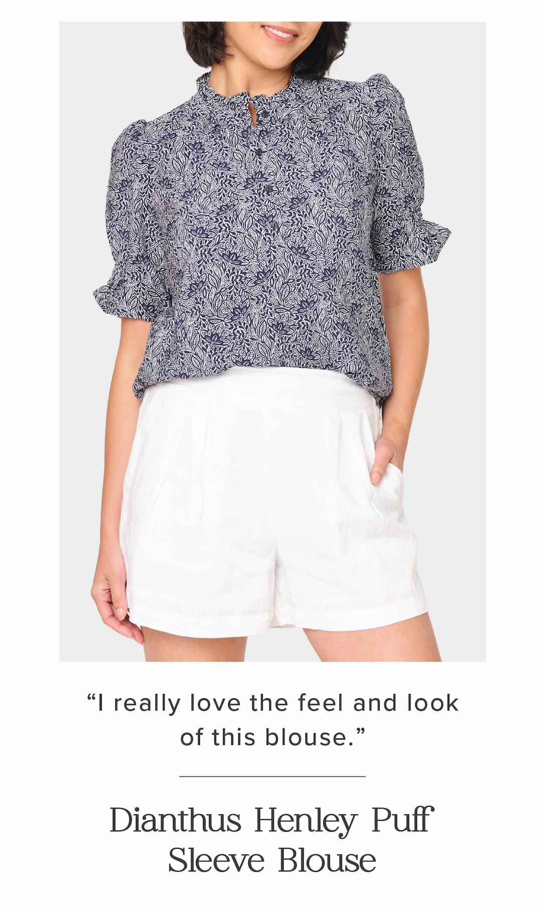 Dianthus Henley Puff Sleeve Blouse