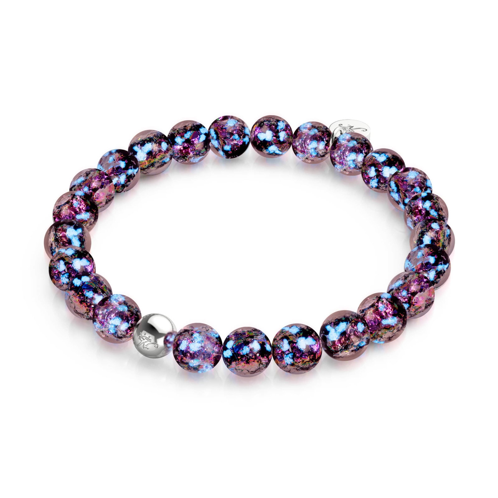 Image of NOGU Violet Potion | Firework Glass Neon Bracelet in Purple Blue Silver