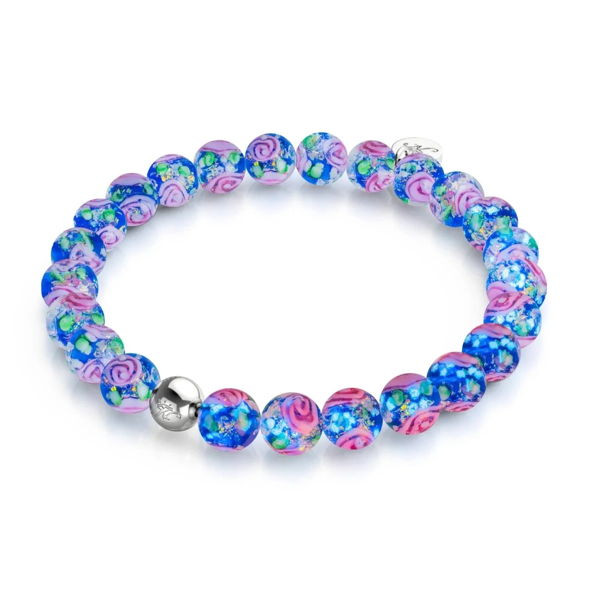 Image of NOGU Blue Hibiscus | Firework Glass Garden Bracelet in Blue Purple Silver