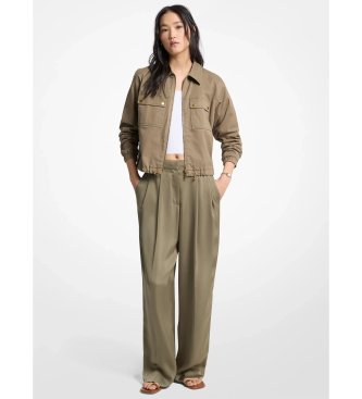 Pantalón de satén drapeado de pierna ancha
verde