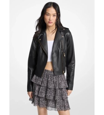 Chaqueta motera de piel negro