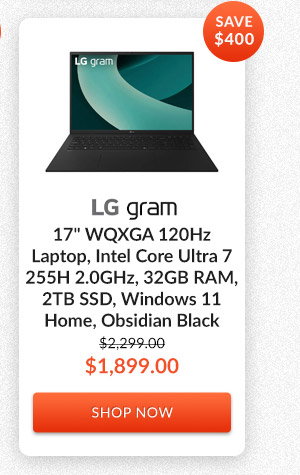 LG Gram 17inches WQXGA 120Hz Laptop, Intel Core Ultra 7 255H 2.0GHz, 32GB RAM, 2TB SSD