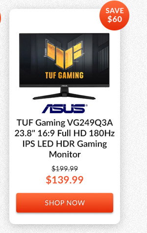 ASUS TUF Gaming VG249Q3A 23.8inches 16:9 Full HD 180Hz IPS LED HDR Gaming Monitor