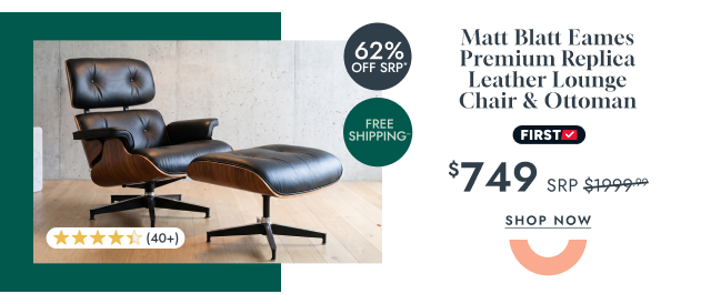 Matt Blatt Eames Premium Replica Leather Lounge Chair and Ottoman