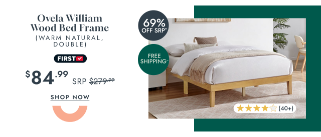 Ovela William Wood Bed Frame (Warm Natural, Double)