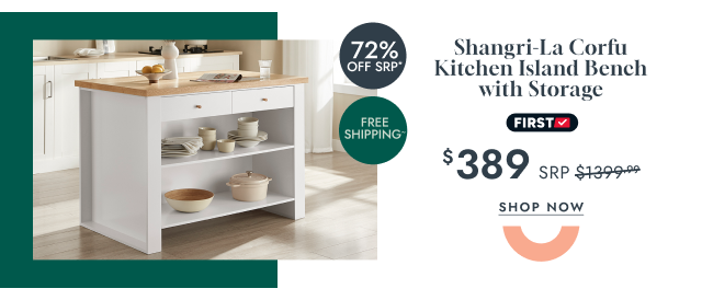Shangri-La Corfu Kitchen Island Bench with Storage