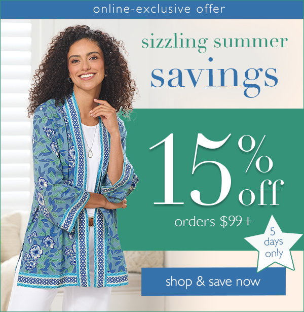 An image promoting 15% off storewide at Northstyle during the 5-day summer savings event!