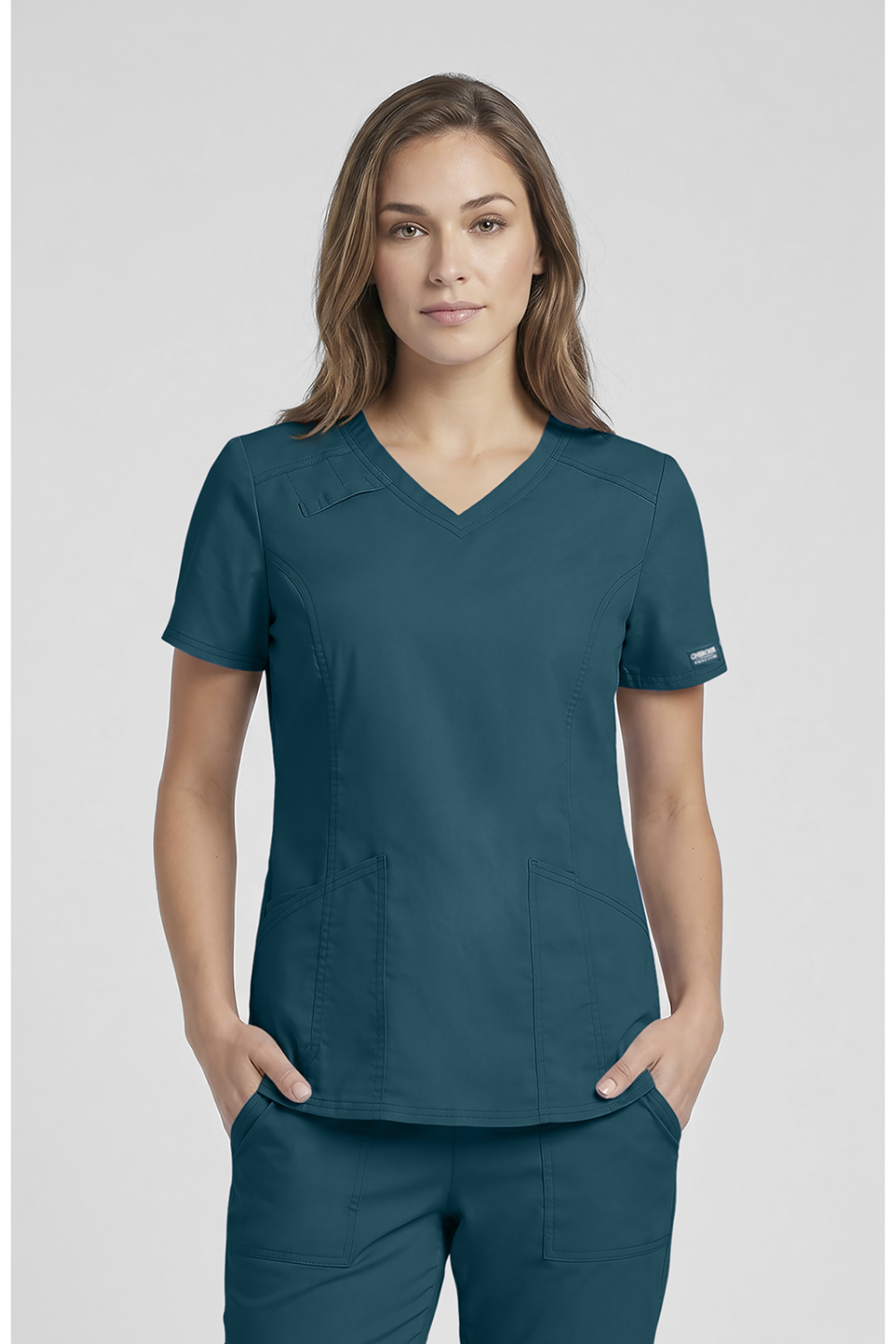 Image of Cherokee Core Stretch Women's V-Neck Scrub Top, Caribbean Blue