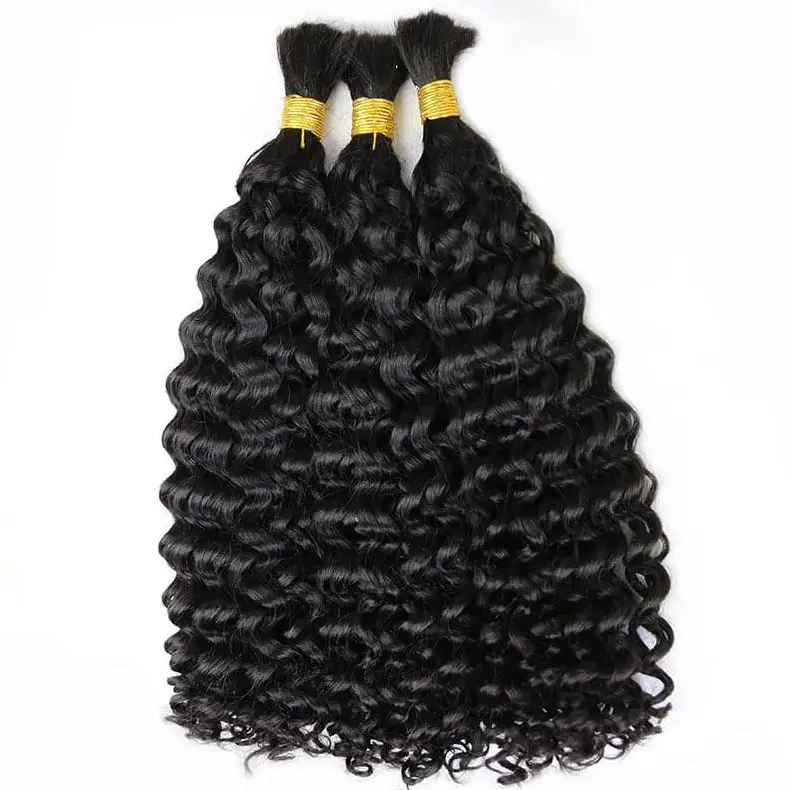 Double Drawn Burmese Spanish Curl Human Braiding Hair