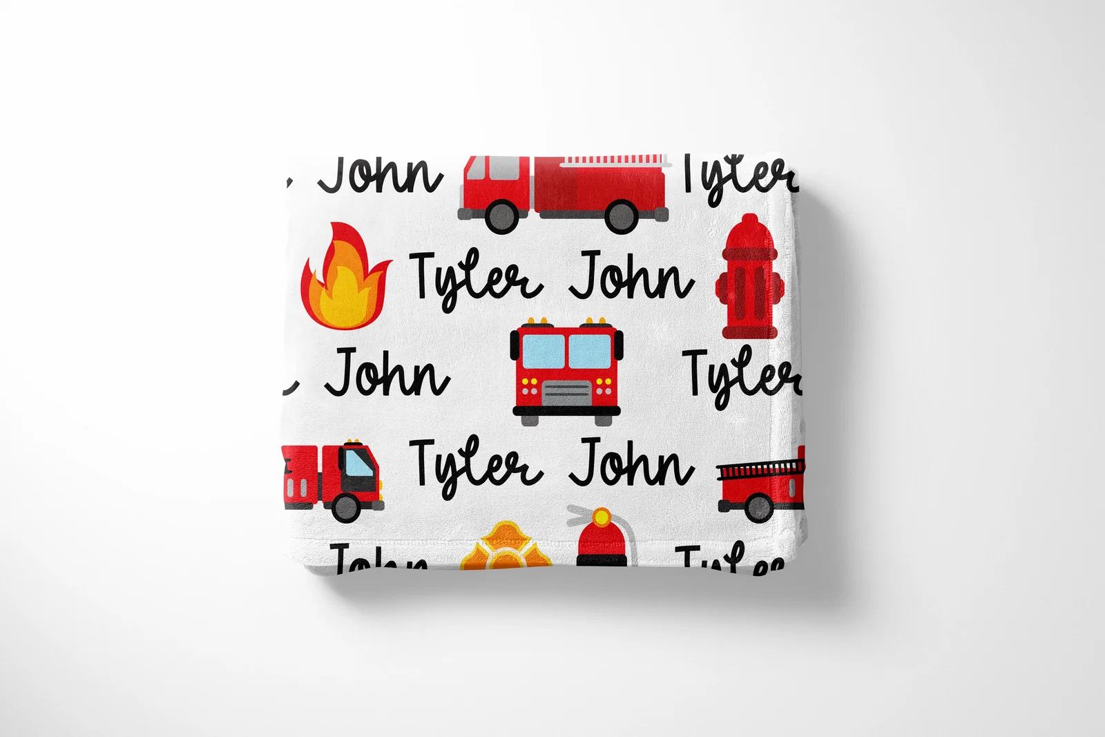 Image of Fire Truck Name Blanket