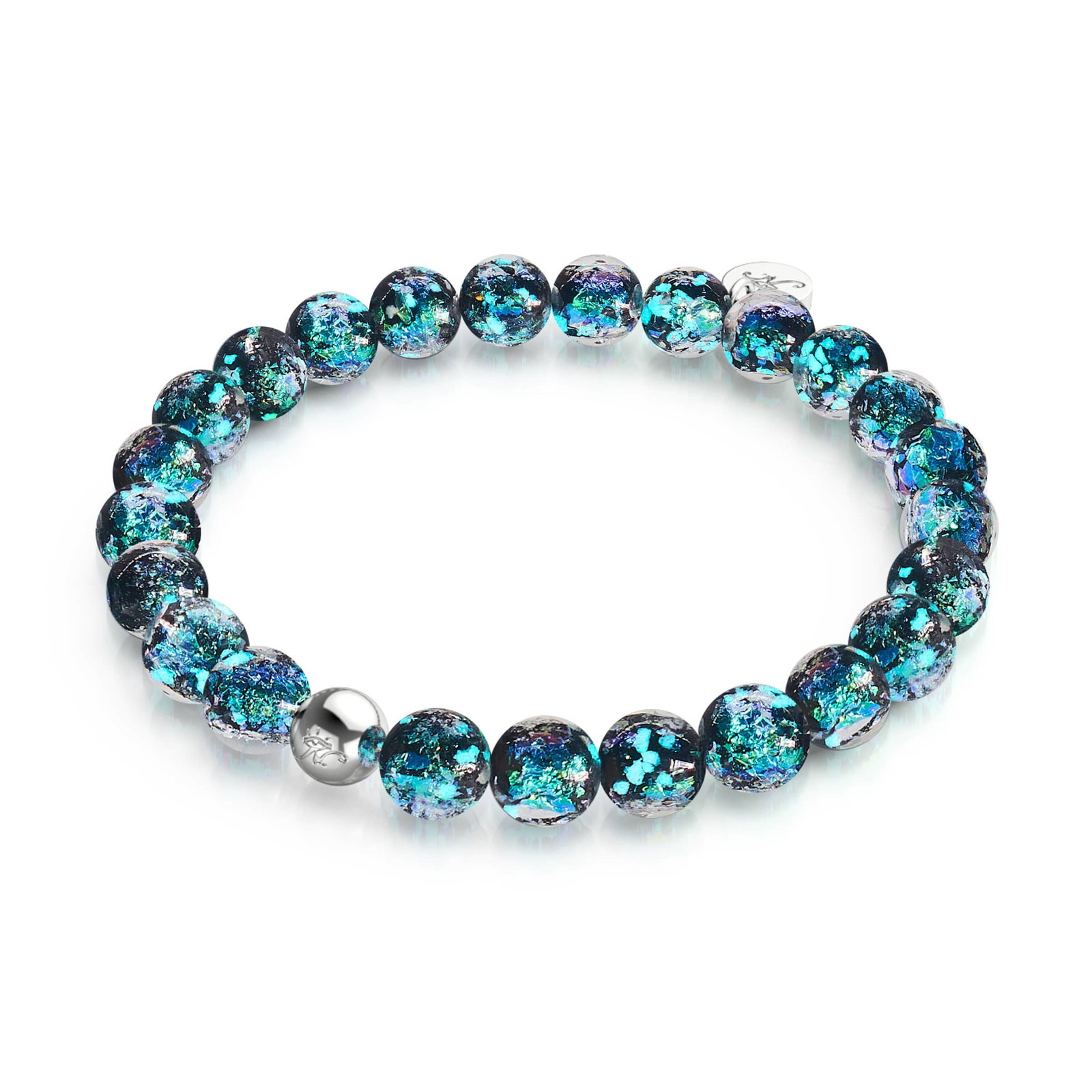 Image of NOGU Teal Potion | Firework Glass Neon Bracelet in Teal Black Silver