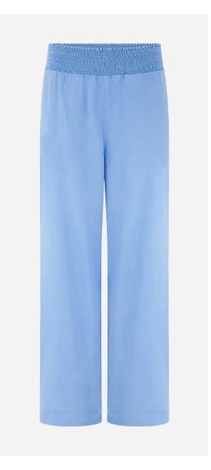 Smocked Waist Wide Pant In Tidal Blue