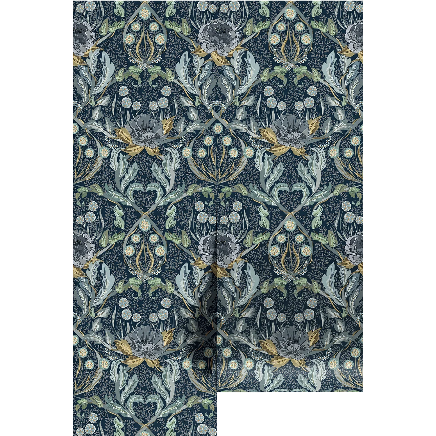 Image of Ornate Dark Blue Floral Heritage Design
